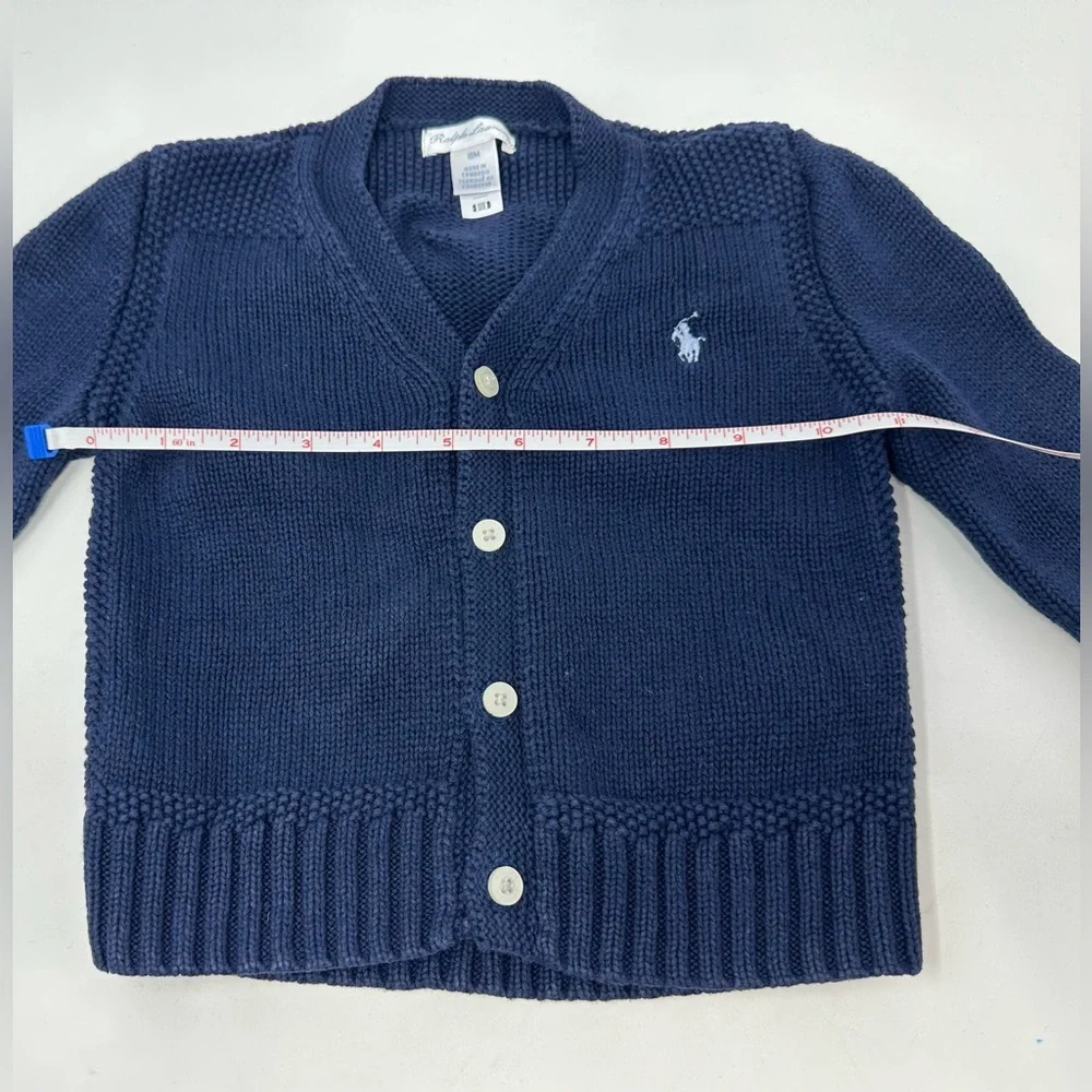 Ralph Lauren Navy‎ Blue V Neck Button Front Sweater Cardigan Boys Size 18M